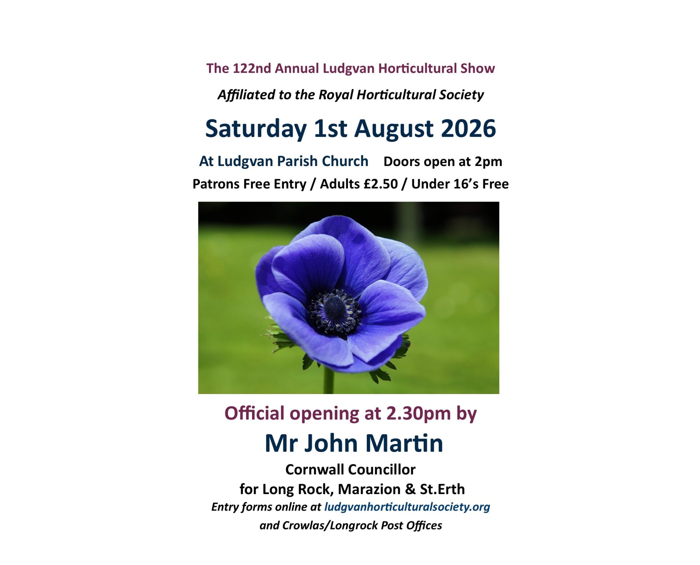 Ludgvan Horticultural show poster 2026